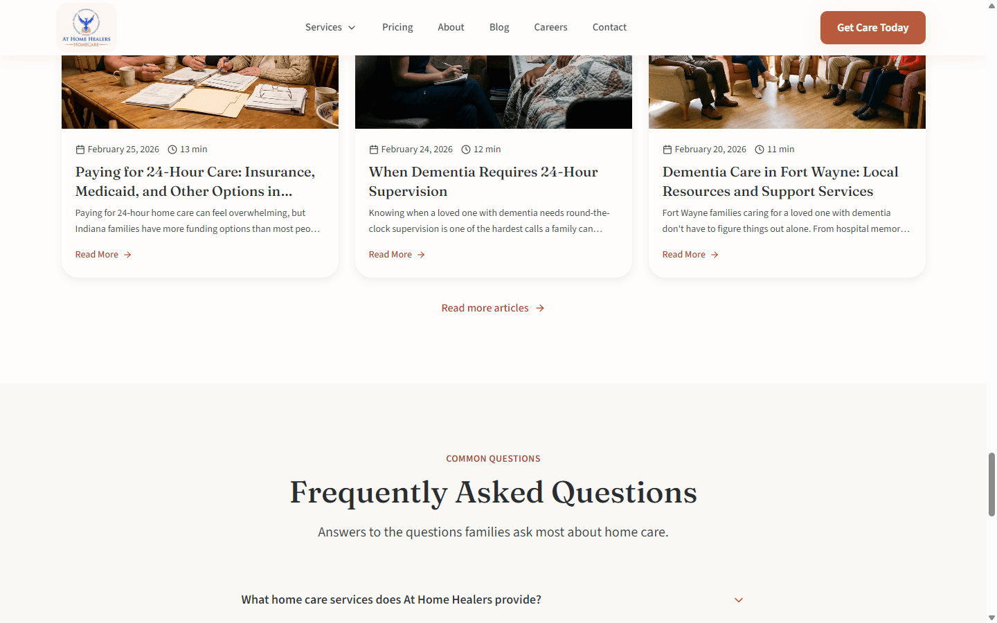 At Home Healers blog articles and frequently asked questions section