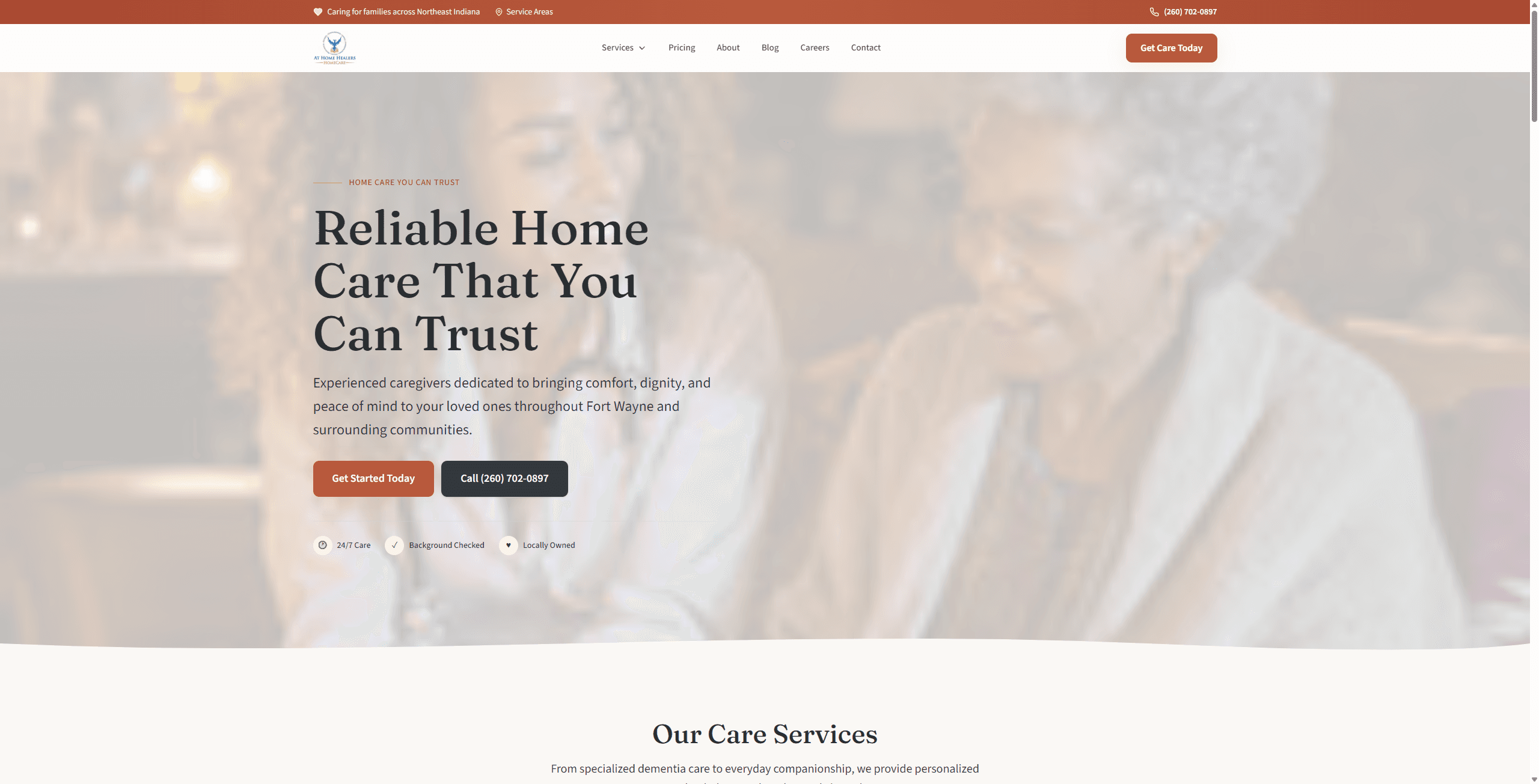 At Home Healers website screenshot