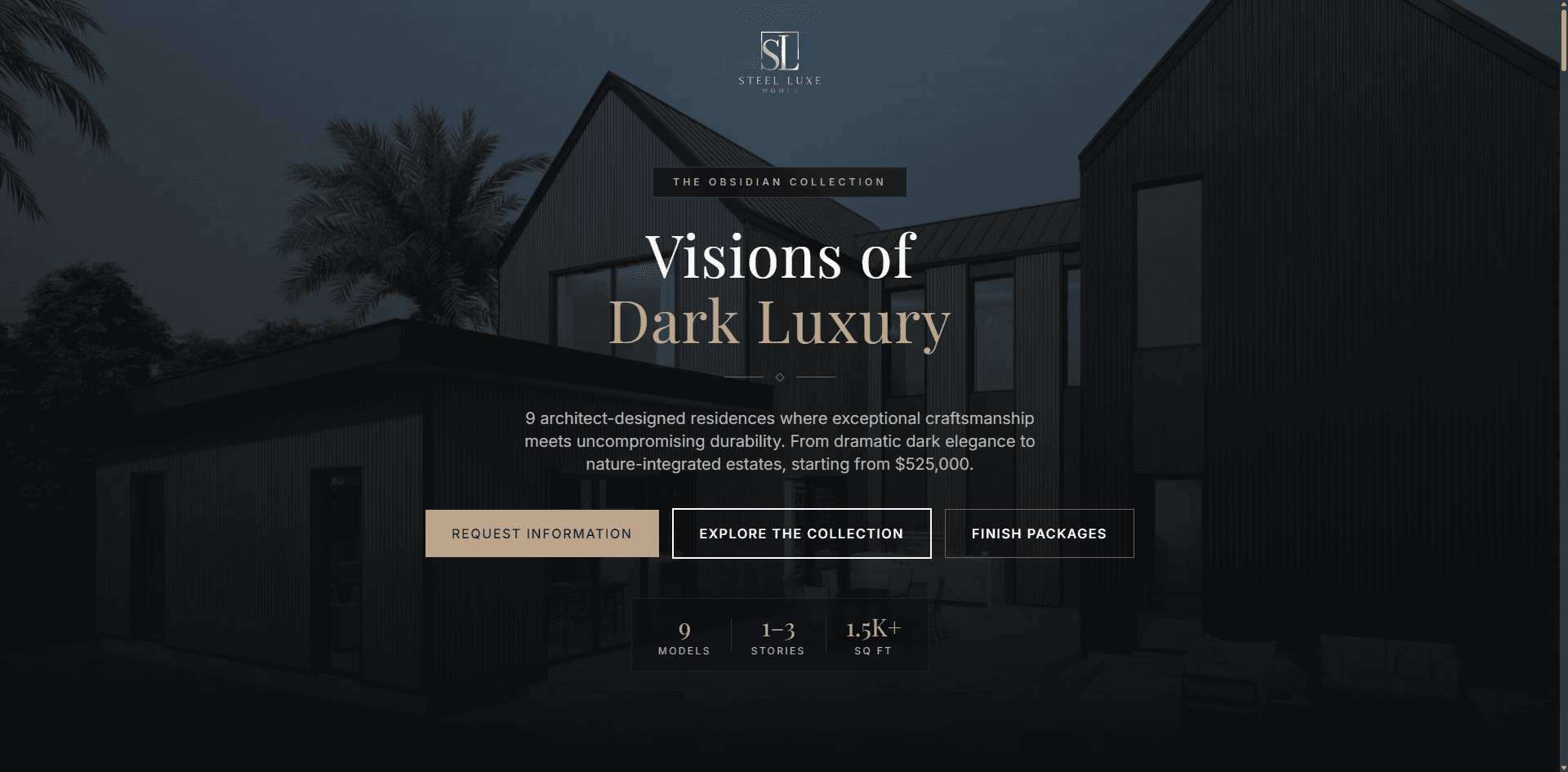 Steel Luxe Homes website screenshot